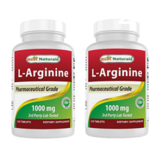 베스트 네츄럴스 L 아르기닌 1000mg Best Naturals L-Arginine 120 Tablets, 2개