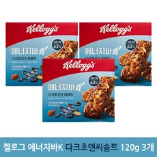 농심 켈로그 에너지바K 다크초코 앤씨솔트 120g x 3개