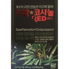 [TV홈쇼핑 인포벨]남자 전립선 건강 NEW 쏘팔코사놀 1000mg 4개월 레드 이용식 남진 쏘팔메토 영양제, 60정, 1개